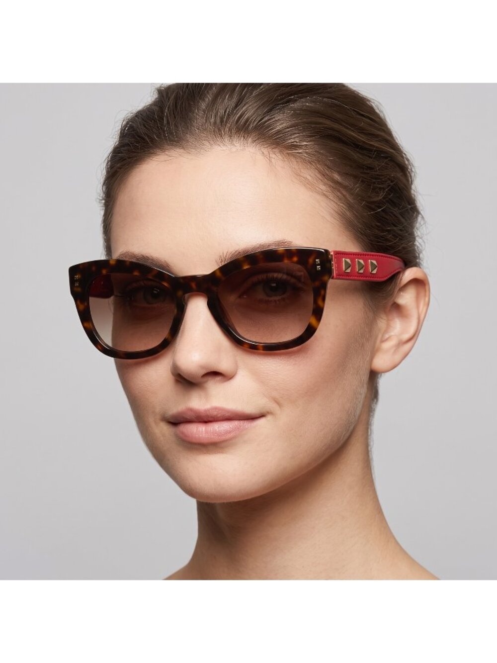 Valentino Women's 53mm Cat Eye Sunglasses in Havana Red Leather MSRP $430